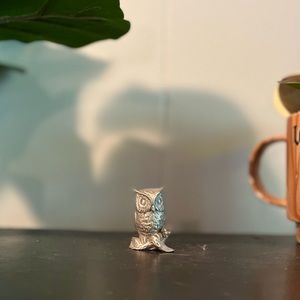 Vintage Rawcliffe Pewter Owl on Branch mini figurine